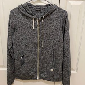 Vuori hooded Grey Heather zip front jacket Small